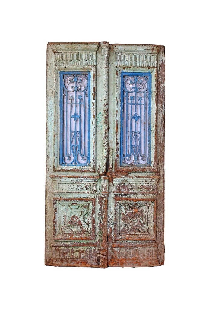 An antique door crafted from Azizi wood