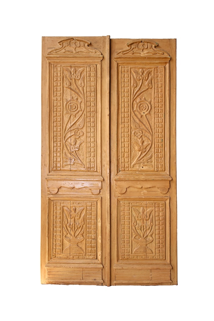 An antique door crafted from Azizi wood