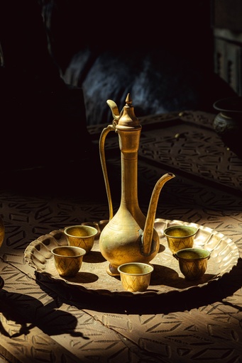 [PROD_0001693] Vintage copper coffee set with tray and cups