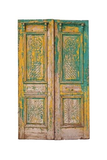 [PROD_0002189] A solid panel door adorned with botanical motifs